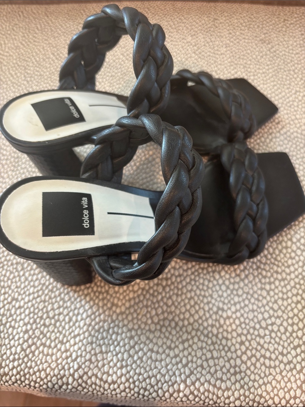 Dolce Vita Black Braided Double-Strap Block Heel Sandals - Women - Picture 2 of 5